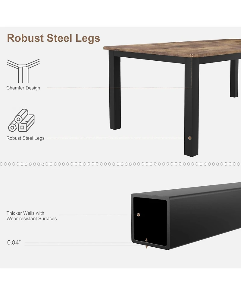 homfan 70.8" Industrial Dining Table for 6-8 – Sturdy Metal Frame, Multi-Use for Dining Room and Office