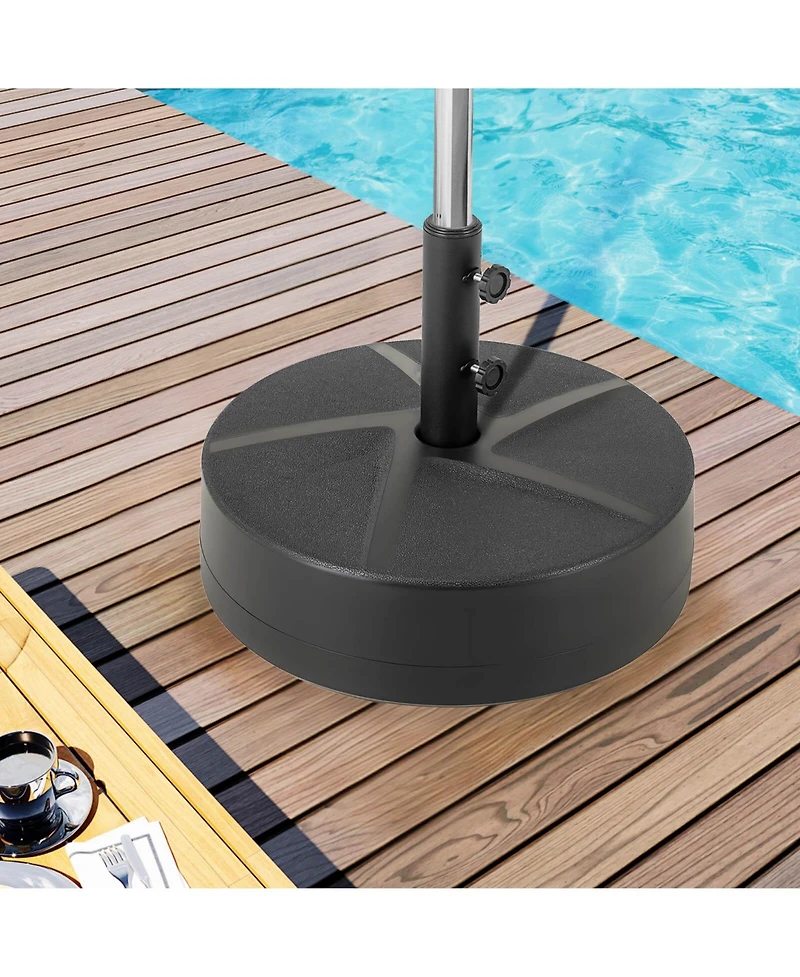 Costway Patio Round Umbrella Base with 2 Adjustable Knobs and 3 Adapters Outdoor for Poolside