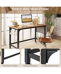 Gouun 48 Inch Rolling Computer Desk with Heavy-Duty Metal Frame and 4 Casters