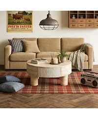 Flynama Round Coffee Table with Flip Top Storage Fluted Modern Mdf Living Room Center Table
