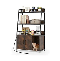 Ruie Hidden Litter Box Cabinet 52 in Cat Enclosure with Scratching Pad and Shelves