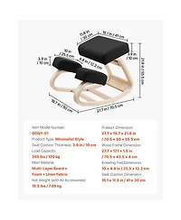Sugift Ergonomic Wooden Kneeling Chair with Thick Foam Cushions Adjustable Height for Home Office