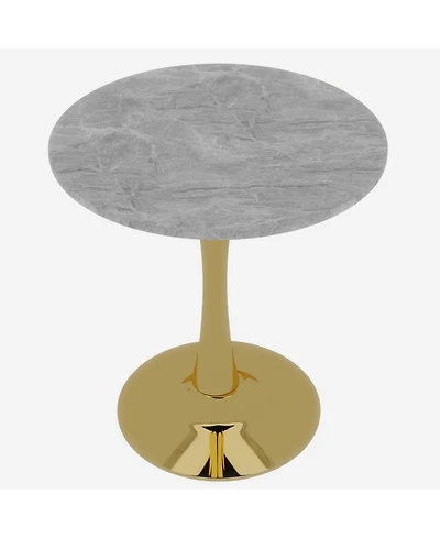 Flynama Round Coffee Table Marble Top Mid Century Modern Accent Living Room Table