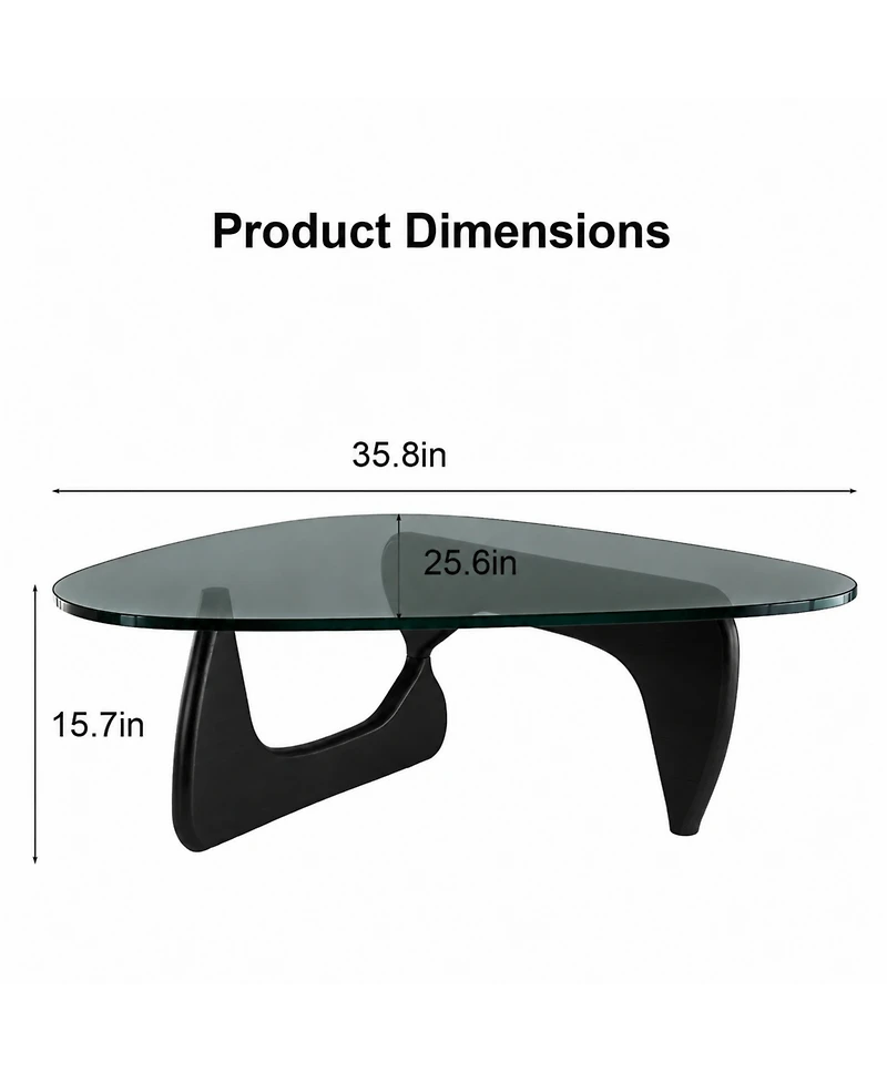 Flynama Mid Century Modern Glass Coffee Table