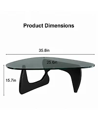 Flynama Mid Century Modern Glass Coffee Table