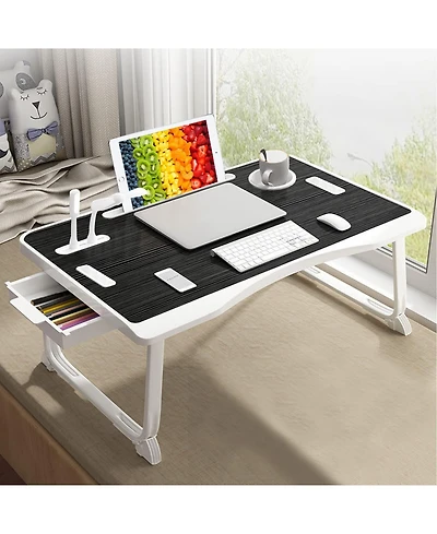 Gnuadz Laptop Bed Desk Foldable Usb Port Cup Holder Drawer Portable
