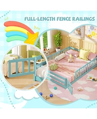 Sugift Full Size Montessori Floor Bed with Full-Length Safety Guardrails