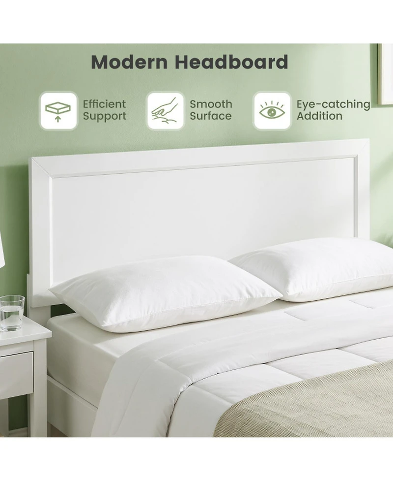 Sugift Queen Size Modern Wood Platform Bed with Panel Headboard