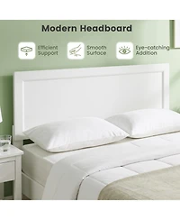 Sugift Queen Size Modern Wood Platform Bed with Panel Headboard