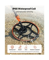 Sugift 12inches Professional High Accuracy Gold Metal Detector With IP68 Waterproof Coil 6 Modes Headphones