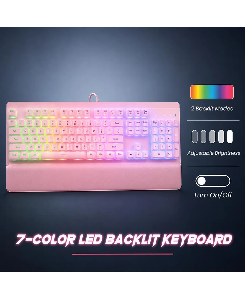 Lofree 104 Keys Wired Led Backlit Gaming Keyboard with Wrist Rest