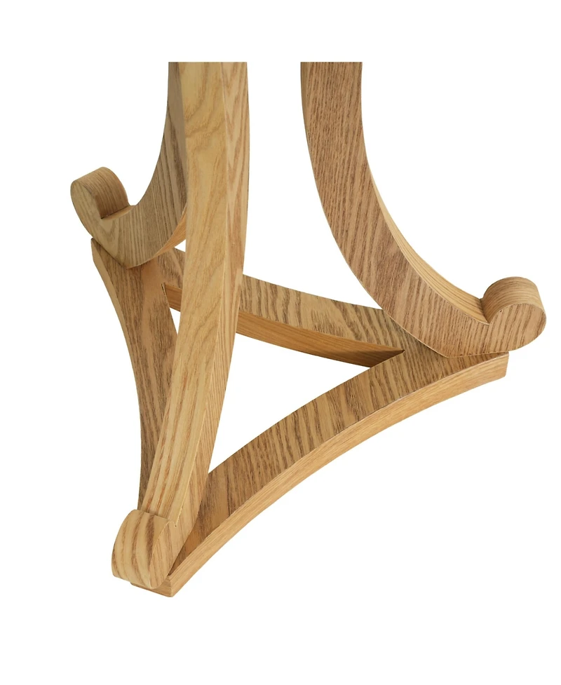 Flynama Round Wood Accent Table, Curved Tripod Base Slatted Top End Table, 17.72"D x 20.67"H
