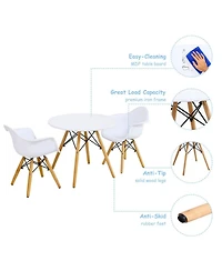 Gouun Mid Century 3 Piece Round Kids Table and Chair Set with Armrests