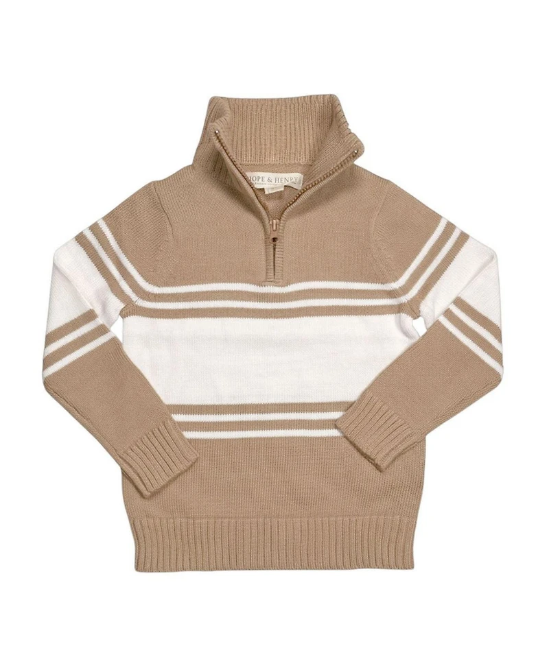 Hope & Henry Toddler Boys 2T - 4T Organic Half Zip Stripe Sweater