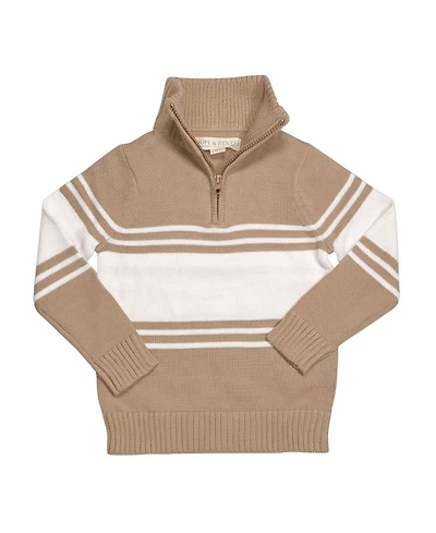 Hope & Henry Toddler Boys 2T - 4T Organic Half Zip Stripe Sweater