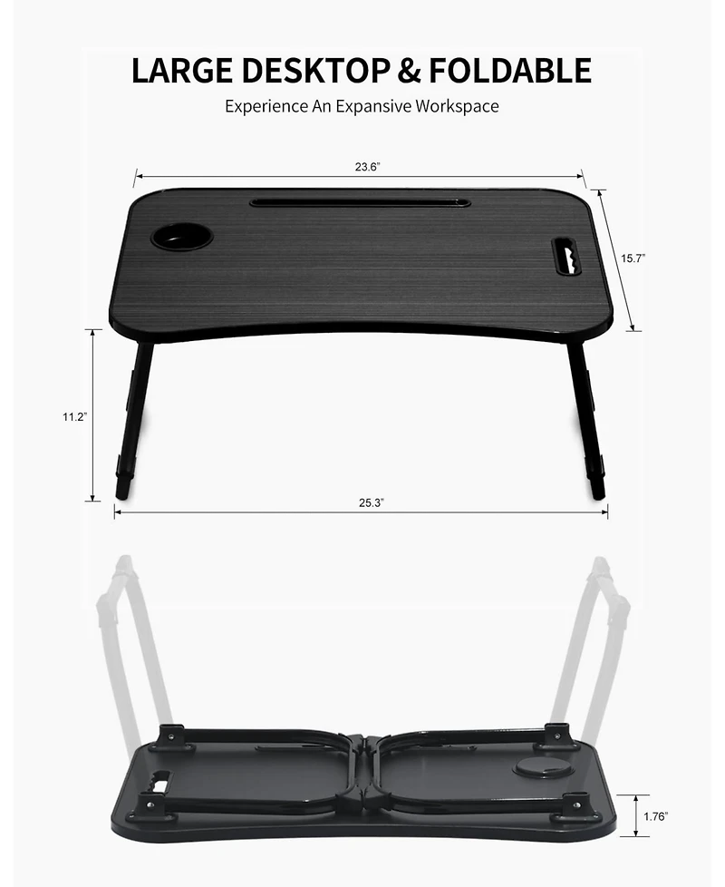 Gnuadz Laptop Bed Desk Foldable Lap Table Cup Holder Tablet Slot Lifting Handle Sofa Couch