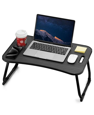 Gnuadz Laptop Bed Desk Foldable Lap Table Cup Holder Tablet Slot Lifting Handle Sofa Couch