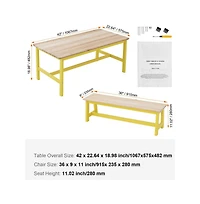 Slickblue Kids Activity Table with 2 Benches, Wooden Study and Craft Table for Toddlers and Children