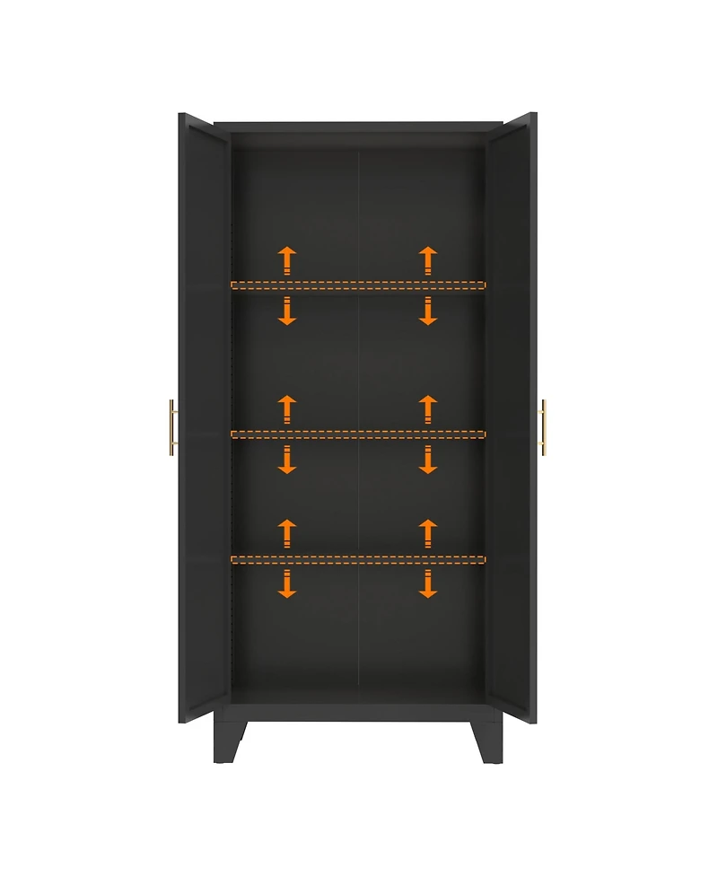sumyeg 61" 2 Shapely Doors Cabinet Metal Storage with and Adjustable Shelves