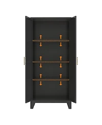 sumyeg 61" 2 Shapely Doors Cabinet Metal Storage with and Adjustable Shelves