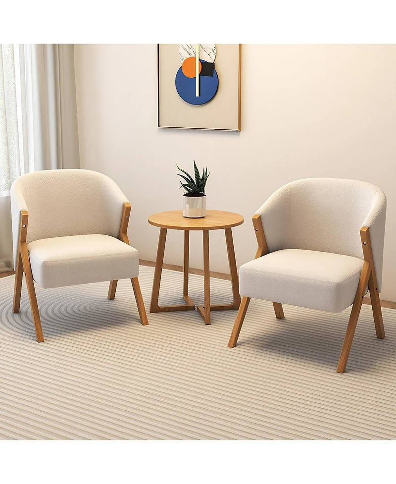Flynama 24 Inch Mid Century Modern Solid Wood Round End Table