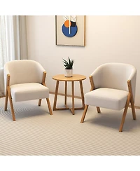 Flynama 24 Inch Mid Century Modern Solid Wood Round End Table