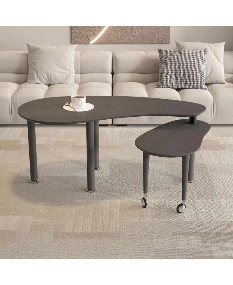 Flynama 360degree Rotatable Coffee Table, Oak Veneer