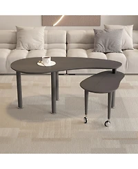 Flynama 360degree Rotatable Coffee Table, Oak Veneer
