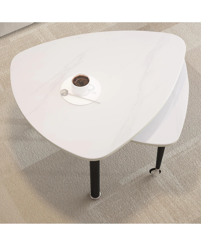 Flynama 360degree(s) Rotatable Coffee Table, Sintered Stone Top