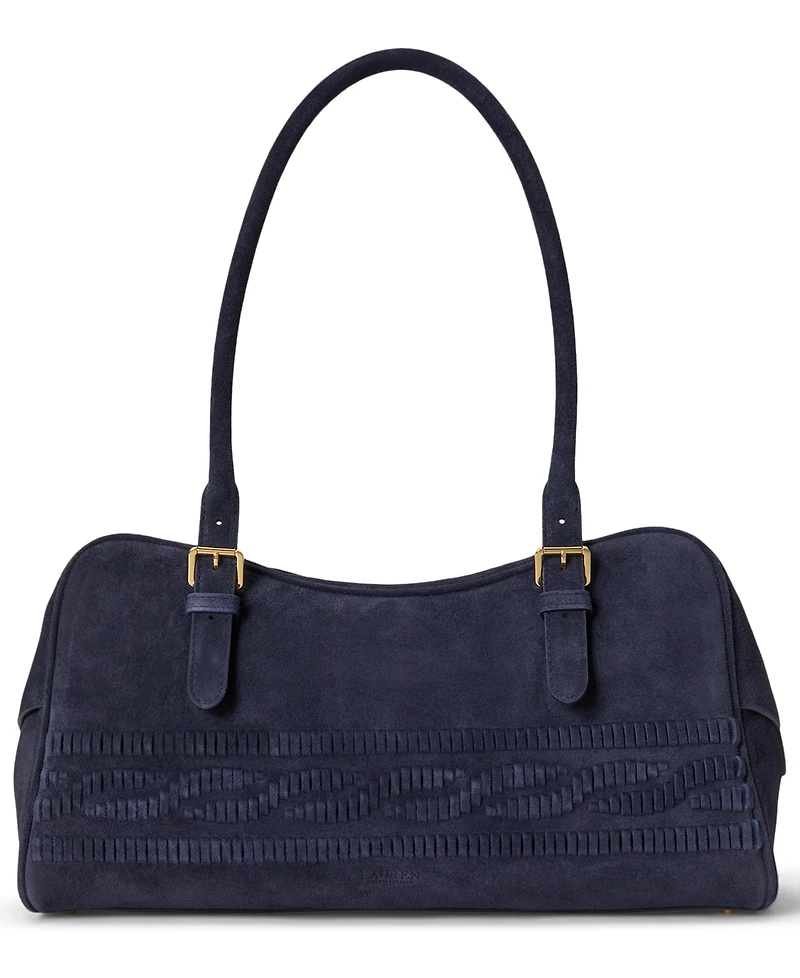 Lauren Ralph Lauren Cable-Embossed Medium Marcy Zip Satchel Bag
