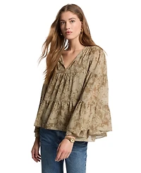 Michael Kors Women's Long-Sleeve Tie-Neck Floral Blouse