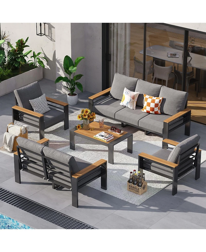 Aoxun 5-Piece Modern Patio Sofa Set C Relax Style Outdoors