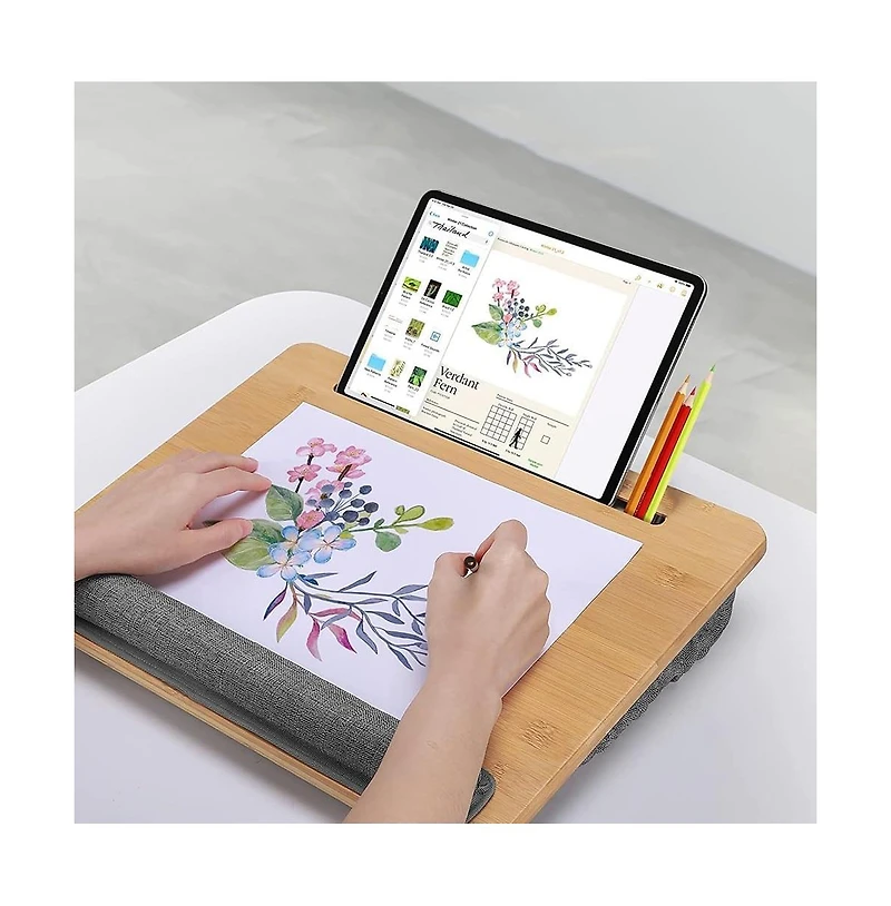 Gnuadz Lap Desk Laptop Bed Tray Adjustable Angle Cushion Phone Holder 12.6" x 16.8