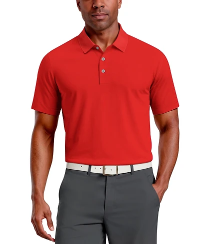 Pga Tour Men's Airflux Solid Mesh Short Sleeve Golf Polo Shirt