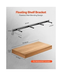 Sugift 1 Pack Hidden Floating Shelf Bracket 230 lbs 43x6.2x1.5 in Heavy Duty Wall Mount Support