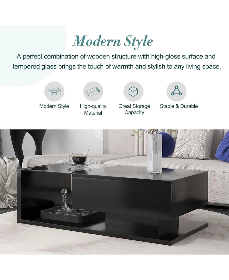 Flynama 2-Tier Rectangular Glass Coffee Table