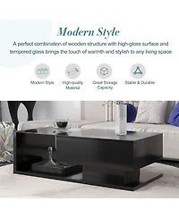 Flynama 2-Tier Rectangular Glass Coffee Table