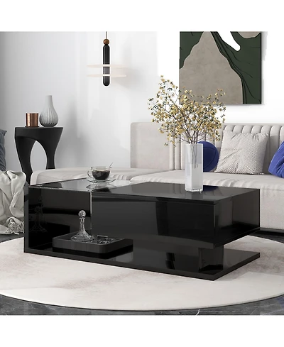 Flynama 2-Tier Rectangular Glass Coffee Table