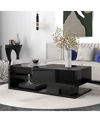 Flynama 2-Tier Rectangular Glass Coffee Table