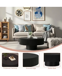 Flynama Fluted Round Pedestal Coffee Table, Mid Century Modern
