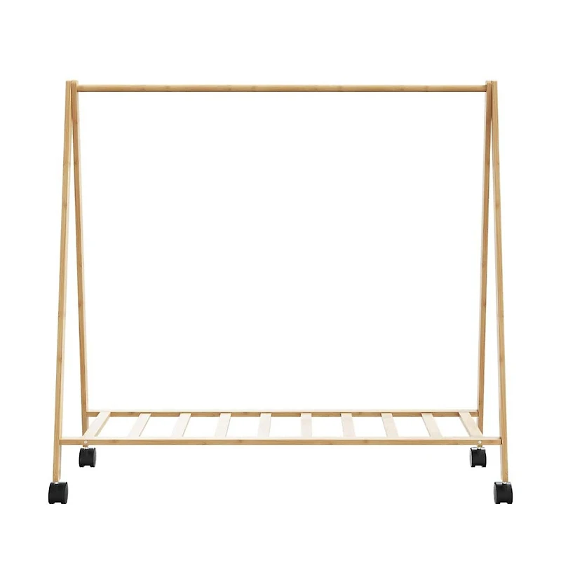 vidaXL Clothes Rack with Shelves and Wheels 41.7"x13.4"x41.9" Bamboo
