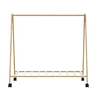 vidaXL Clothes Rack with Shelves and Wheels 41.7"x13.4"x41.9" Bamboo