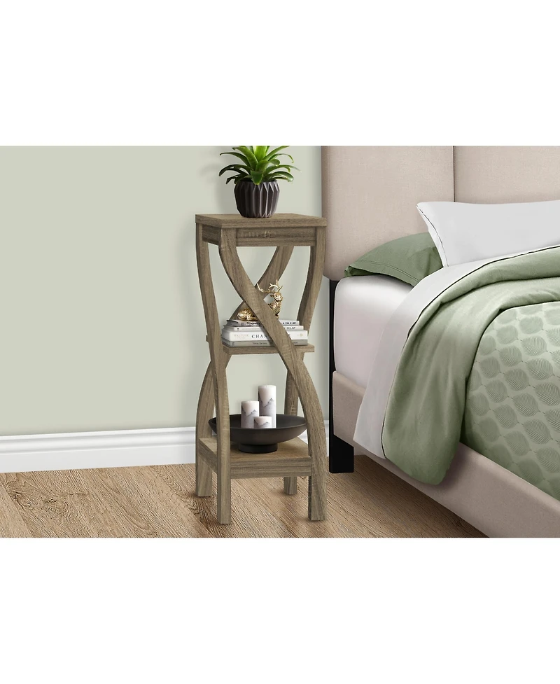 Flynama 32 Inch 3-Tier Square Accent Table, Taupe Laminate