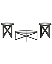 Flynama 46.5 Inch Round Tempered Glass Coffee Table, Solid Wood Base Anti-Scratch Accent Table for Living Room and Terrace