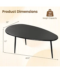Costway Oval Coffee Table, Mid Century Center Table with Sturdy Metal Construction for Home