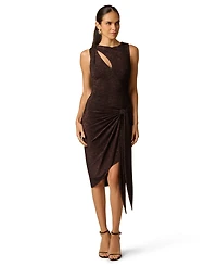Adrianna Women's Metallic-Knit Draped-Skirt Mini Dress