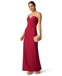 Adrianna Women's Stretch Strapless Crepe Long Dress