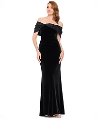 Betsy & Adam Women's Velvet Off-the-Shoulder Dress
