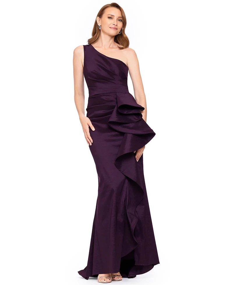 Betsy & Adam Women's Long One-Shoulder Dress