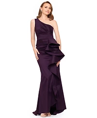Betsy & Adam Women's Long One-Shoulder Dress